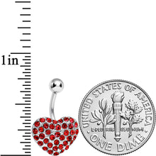 Red Gem Flash of Love Heart Belly Ring