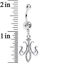 Clear Gem Magnifique Fleur de Lis Dangle Belly Ring
