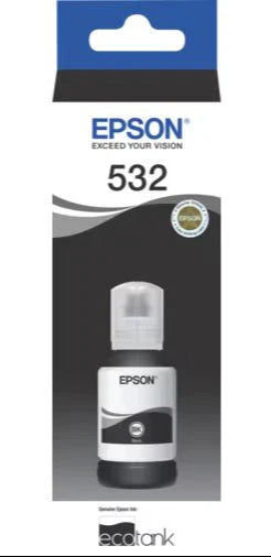 New, Pre-Owned - Epson 532 EcoTank Ultra-High Capacity Black Ink Bottle, T532120-S