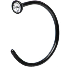 20G 3/8 Clear Gem Black Anodized Titanium Nose Hoop