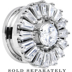 18mm Steel Prong Set Clear CZ Ornate Flower Screw Fit Plug