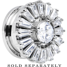 18mm Steel Prong Set Clear CZ Ornate Flower Screw Fit Plug