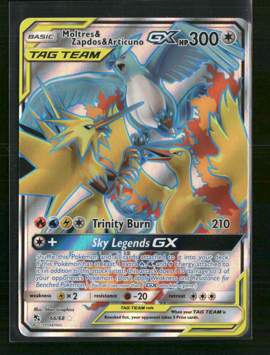 Hidden Fates Moltres & Zapdos & Articuno GX (Full Art) #66/68