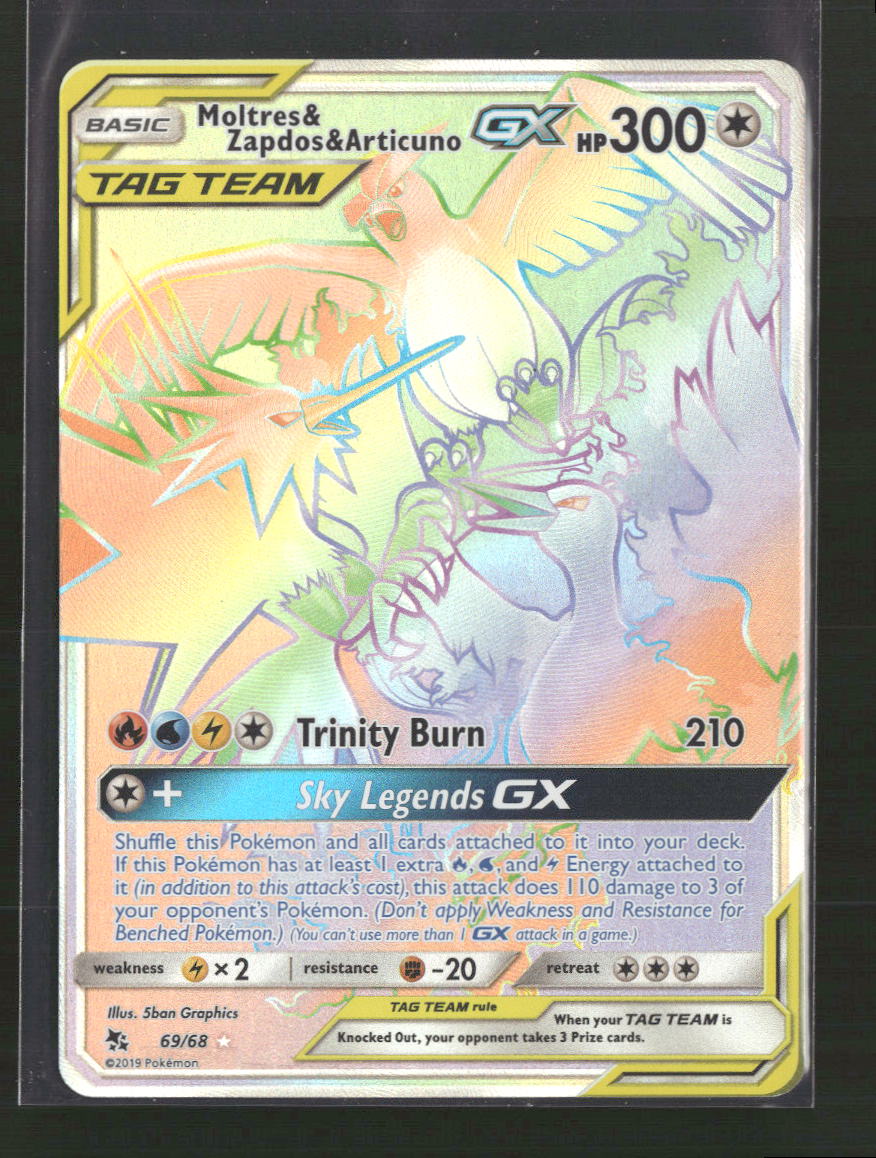Hidden Fates Moltres & Zapdos & Articuno GX (Secret) #69/68