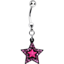 Pink Gem Pink Center Bellissima Black Star Dangle Belly Ring