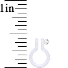 Clear Gem White Bioplast Clip On Non-Pierced Fake Nose Ring Hoop