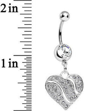 Clear Gem Sparkling Rivers of Love Heart Dangle Belly Ring