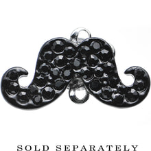 2G Black Gem Paved Fancy Mustache Single Flare Steel Plug
