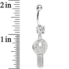 925 Sterling Silver Clear Gem Dream Car Key Dangle Belly Ring