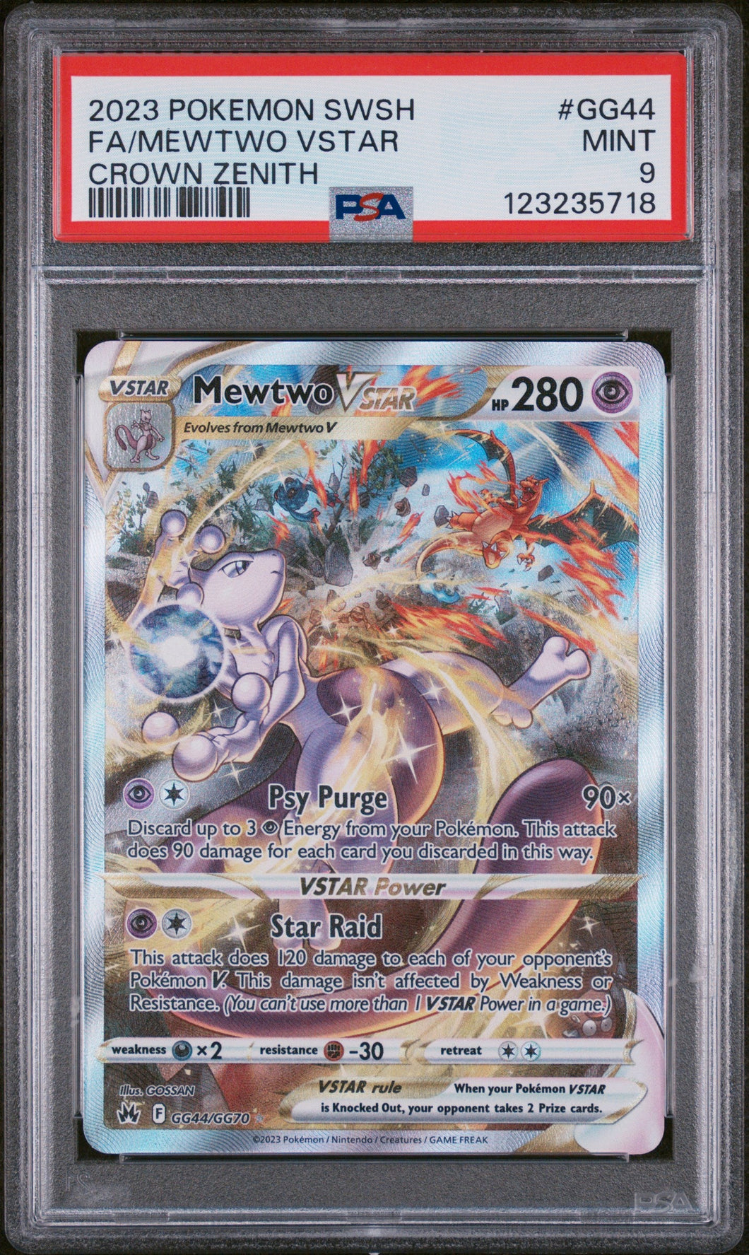 2023 Pokemon Sword And Shield Crown Zenith Fa/Mewtwo Vstar 9 PSA #GG44