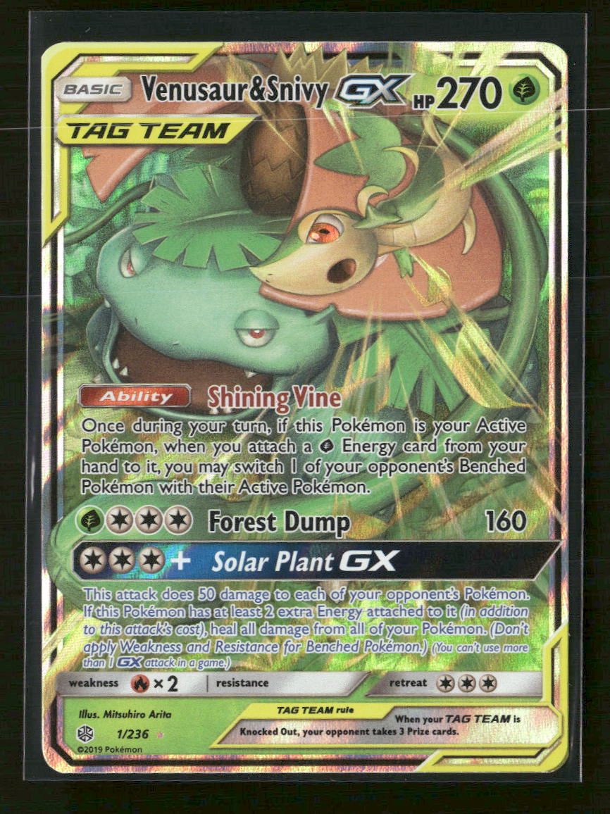 SM - Cosmic Eclipse Venusaur & Snivy GX #1/236