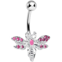 Pink Gem Flashy Flying Dragonfly Belly Ring