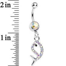 Aurora Gem Companion of Neptune Fish Dangle Belly Ring