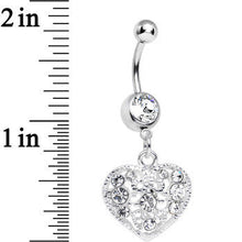 Clear Gem Lacy Heirloom Heart Dangle Belly Ring