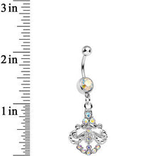 Aurora Gem Shimmering Divine Fan Dangle Belly Ring