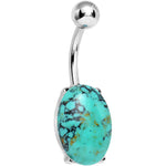 Aqua Turquoise Elliptical Belly Ring
