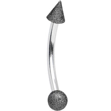 16G 3/8 Black Sandblasted Steel Curved Eyebrow Ring 3mm Cone