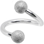 16G 5/16 Silver Sandblasted Steel Spiral Barbell 3mm Ball
