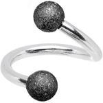 16G 5/16 Black Sandblasted Steel Spiral Barbell 3mm Ball