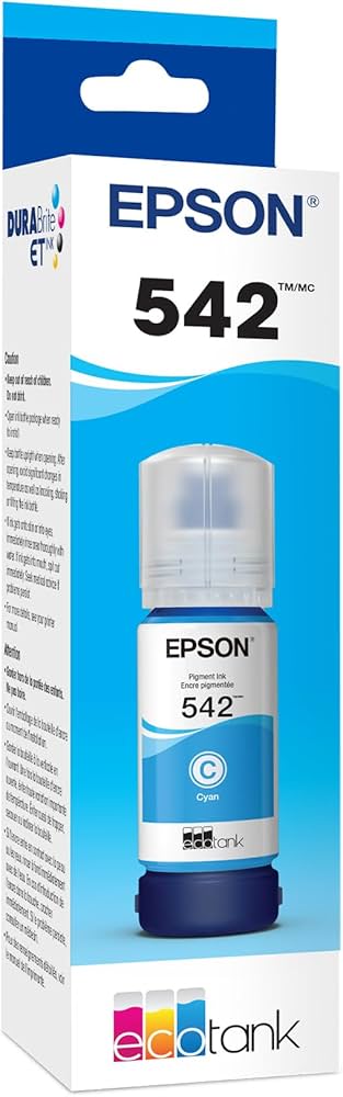 New, Pre-Owned - Epson T542 70ml Standard Yield Cyan Ink Bottle, T542220-S