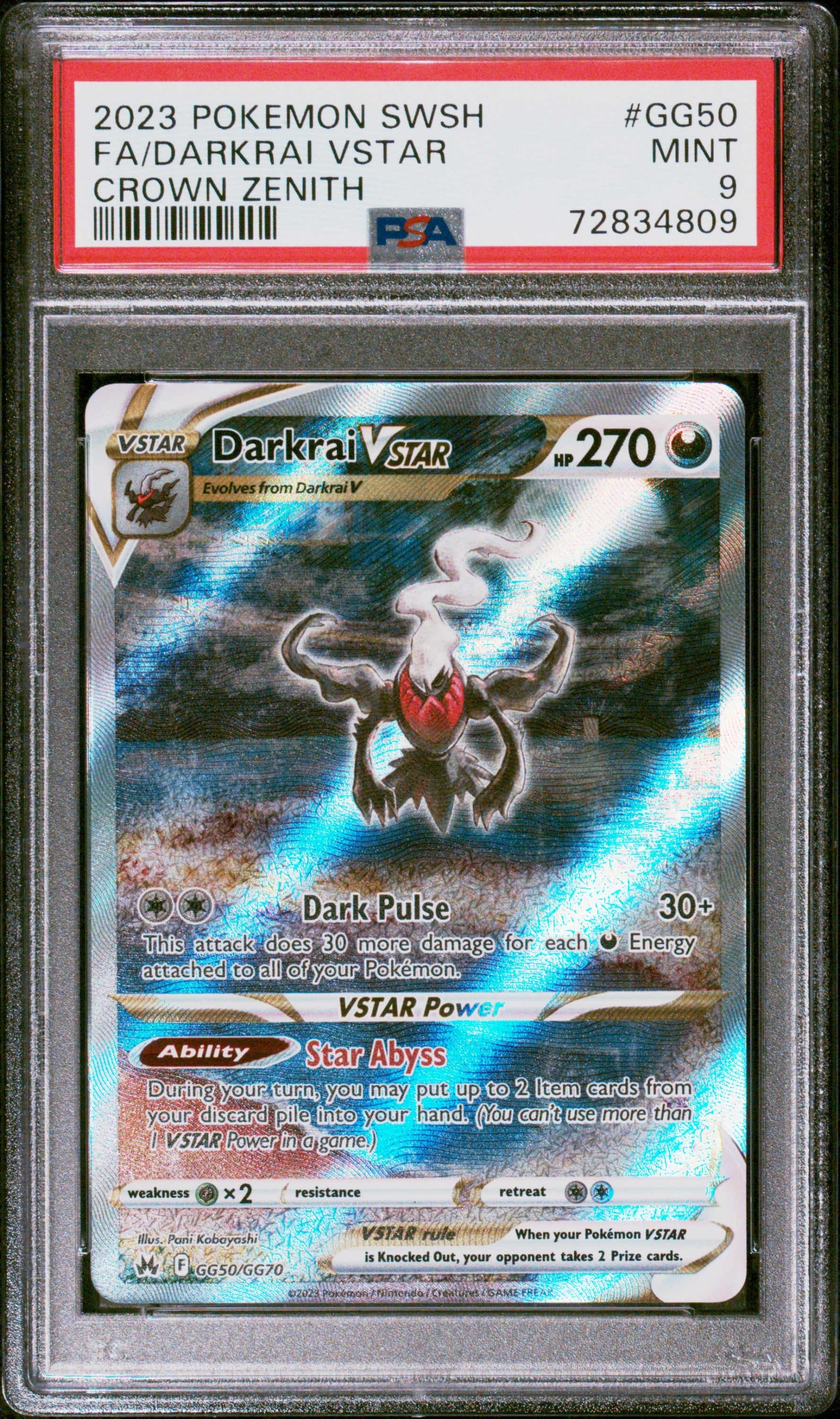 2023 Pokemon Sword And Shield Crown Zenith Fa/ Darkrai Vstar 9 PSA #GG50