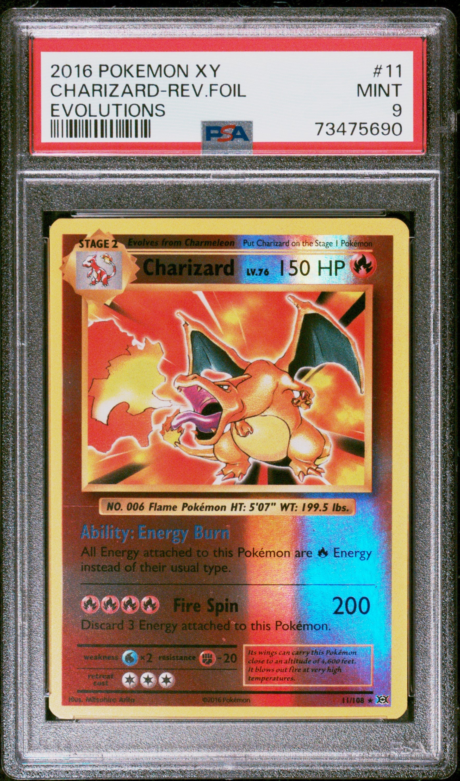 2016 Pokemon Xy Evolutions Evolutions Charizard-Rev.Foil 9 PSA #11