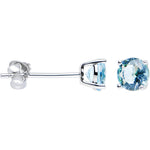 925 Silver Aqua 5mm Cubic Zirconia Radiant Round Stud Earrings