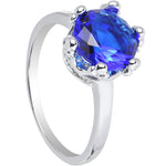 Blue Cubic Zirconia Magnificent Queen Ring Sizes 6 to 8