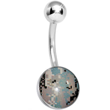 Green and Brown Pixilated Camouflage Belly Ring