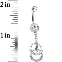 Clear Gem Double Ring of Bling Dangle Belly Ring