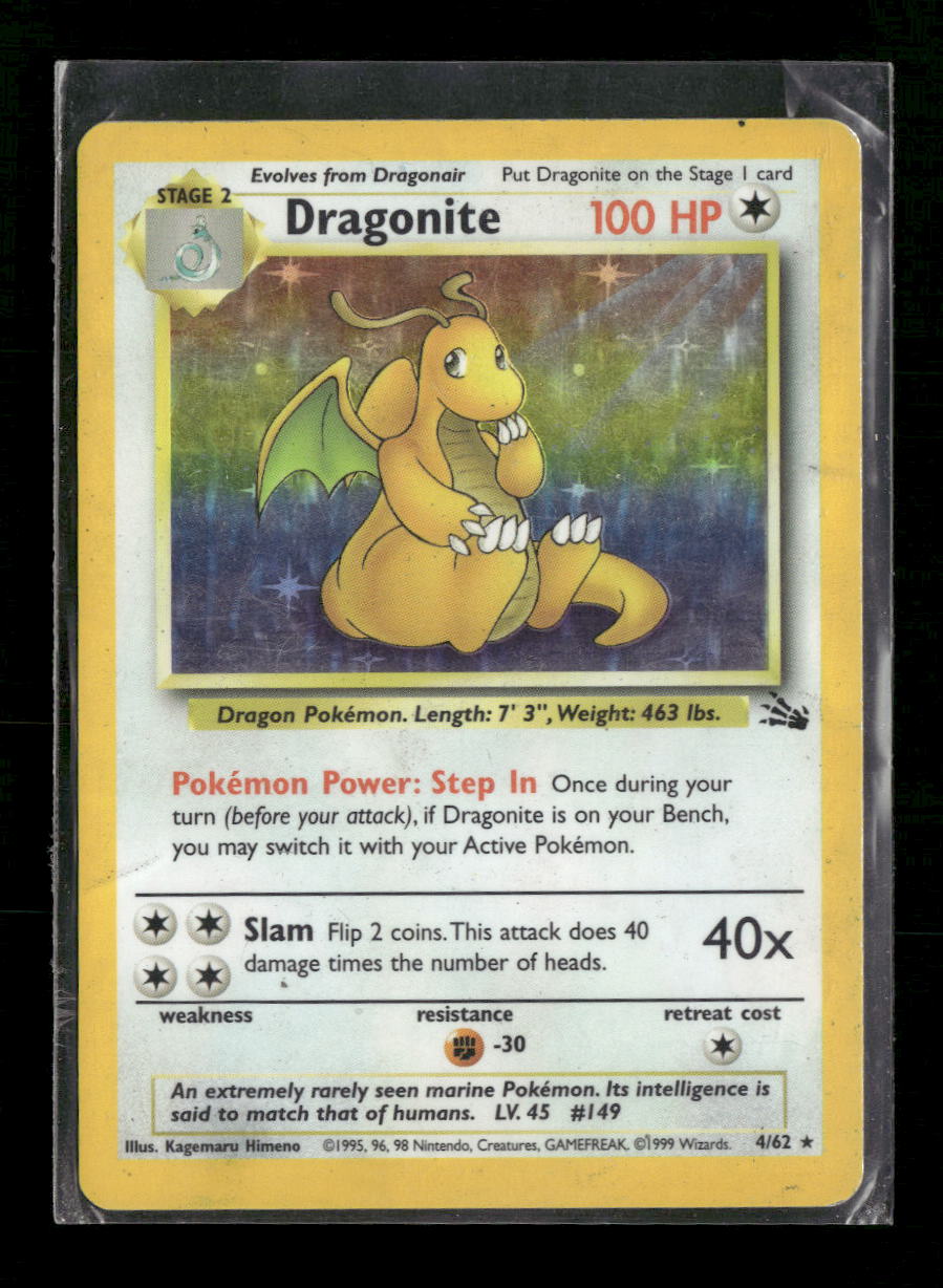 Fossil Dragonite (4) Unlimited #04/62 *Damaged*