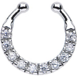 Clear CZ Wreath of Sparkle Non-Pierced Clip On Fake Septum Ring