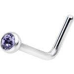 18G Purple Gem Stainless Steel L-Shaped Nose Ring 1/4