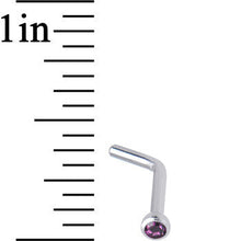 18G Purple Gem Stainless Steel L-Shaped Nose Ring 1/4