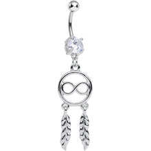 Clear Cubic Zirconia Infinity Dreamcatcher Dangle Belly Ring