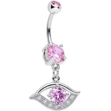 Pink Clear Gem Mysterious and Exquisite Eye Dangle Belly Ring