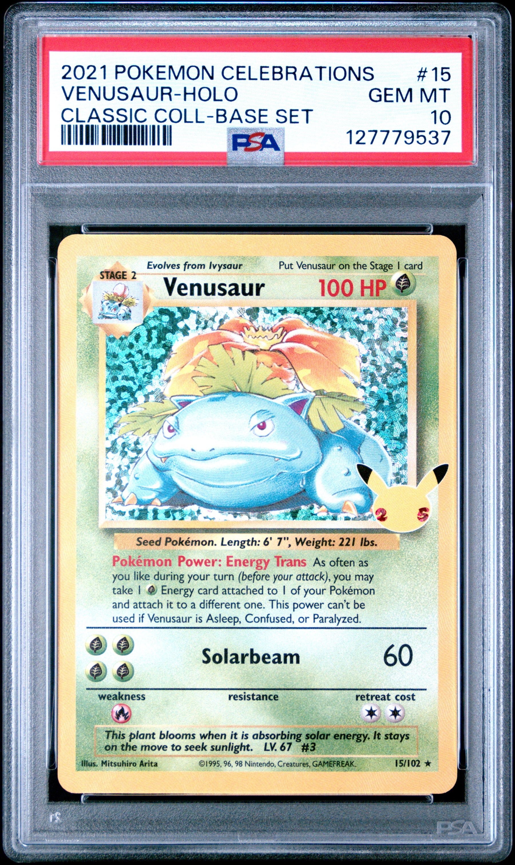 2021 Pokemon Collection Classic Coll-Base Set Venusaur-Holo 10 PSA #15