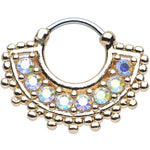 16G 3/8 Aurora CZ Gold IP Tribal Queen Septum Clicker