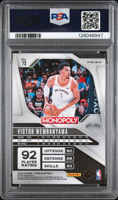 2024 Panini Prizm Monopoly Monopoly Man B&W Victor Wembanyama 8 PSA #73