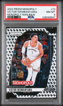 2024 Panini Prizm Monopoly Monopoly Man B&W Victor Wembanyama 8 PSA #73