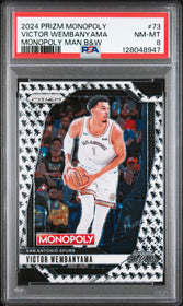 2024 Panini Prizm Monopoly Monopoly Man B&W Victor Wembanyama 8 PSA #73