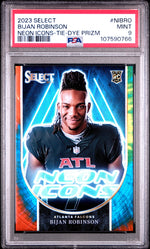 2023 Panini Select Neon Icons-Tie-Dye Prizm Bijan Robinson 9 PSA #NIBRO