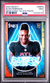2023 Panini Select Neon Icons-Tie-Dye Prizm Bijan Robinson 9 PSA #NIBRO