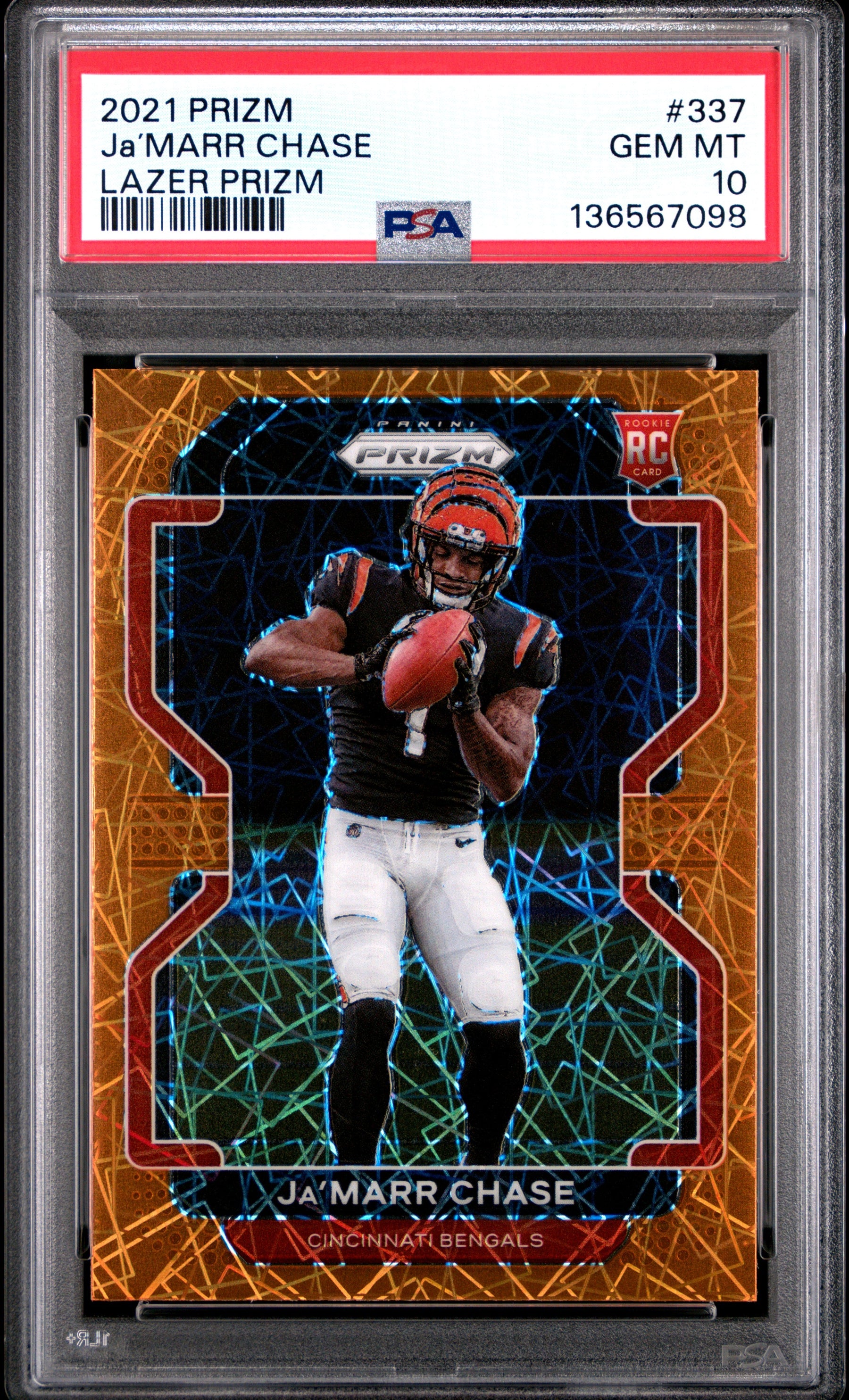 2021 Panini Prizm Lazer Prizm Ja’marr Chase 10 PSA #337