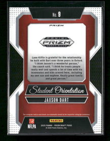 2025 Panini Prizm Draft Picks Student Orientation Red Ice Jaxson Dart #9