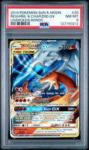 2019 Pokemon Sun & Moon Unbroken Bonds Reshrm. & Charzrd.Gx 8 PSA #20