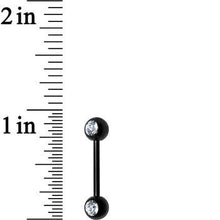 Front Gem Black Anodized Titanium Nipple Barbell Set