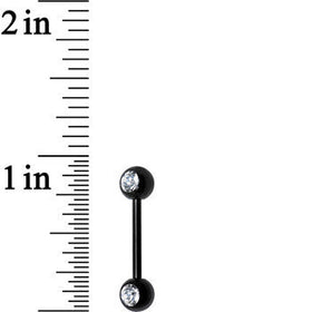 Front Gem Black Anodized Titanium Nipple Barbell Set