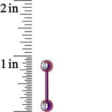 Front Gem Purple Anodized Titanium Nipple Barbell Set