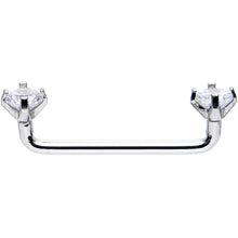 14G Clear Prong Gem 3/4 Steel Staple Surface Barbell 2mm Rise
